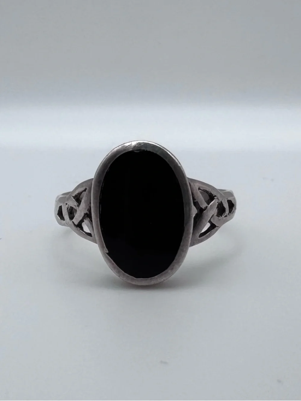 Sterling Silver 925 Oval Black Onyx Inlay Gemstone Ring Size 8.25 - Picture 4 of 7
